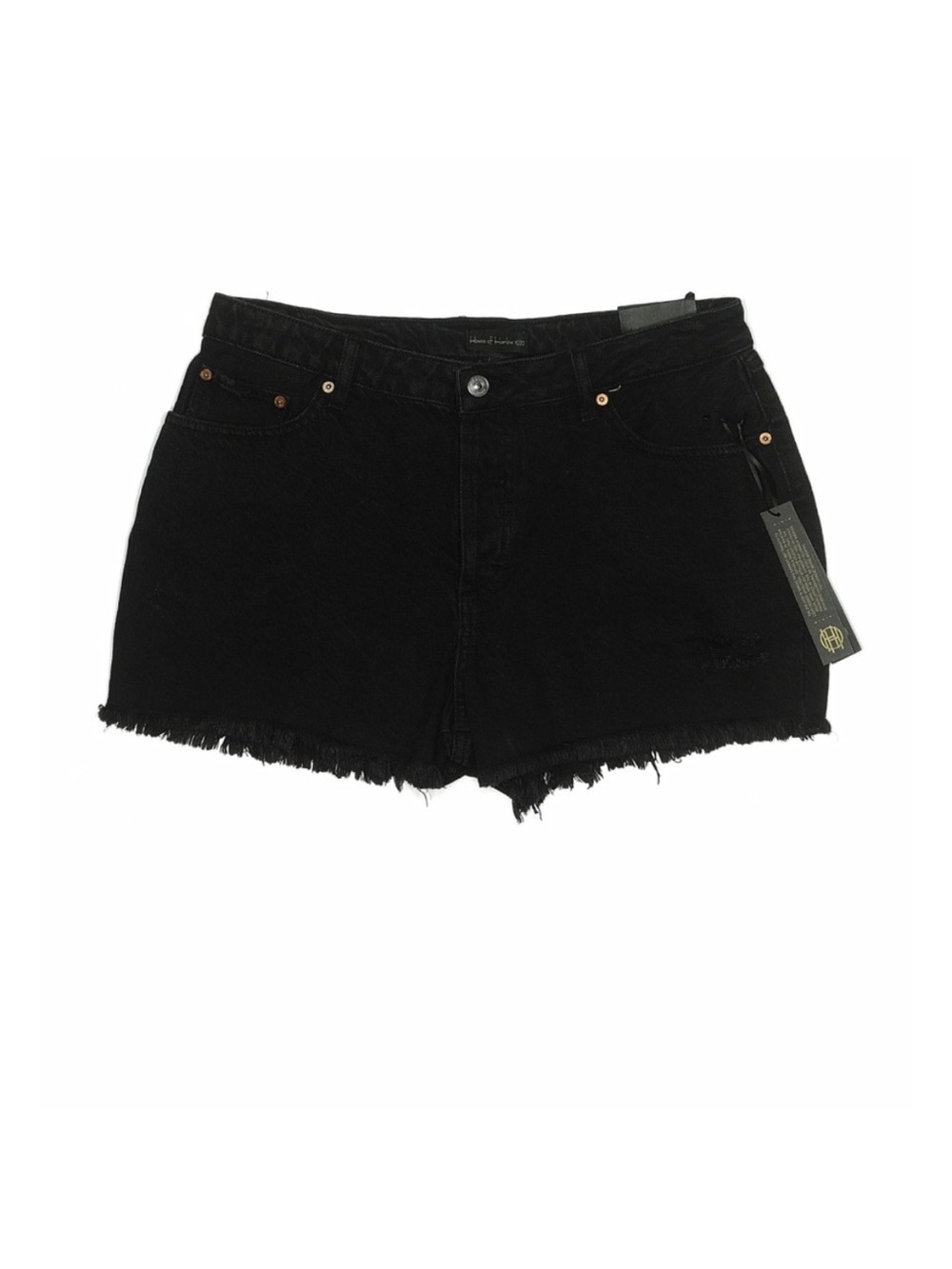 House of Harlow 1960 Black Distressed High Rise Mom Shorts Denim Cutoff 30 NWT